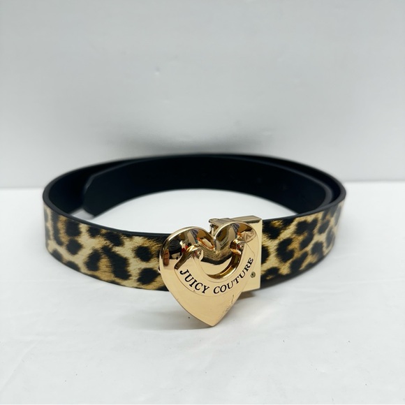 Juicy couture Belt womens LEOPARD print gold heart buckle Size 37.5" accessories - Picture 1 of 8